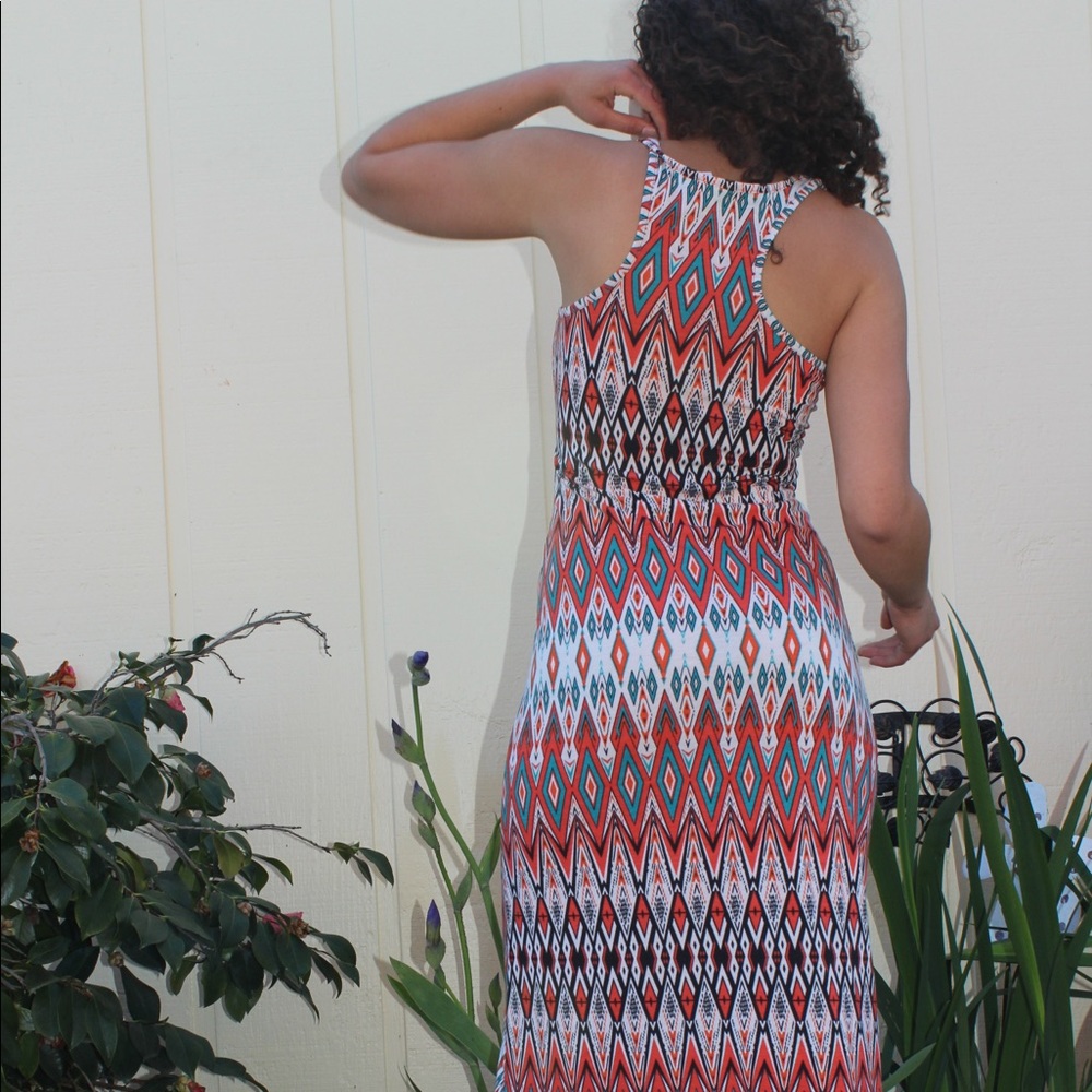 Multi colored Patterned Racer Back Tank Maxi Dress - Picture 8 of 8